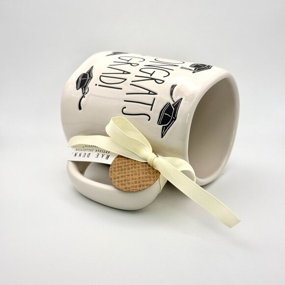 CONGRATS GRAD coffee mug with adorned graduation cap pattern by Rae Dunn - Picture 5 of 6